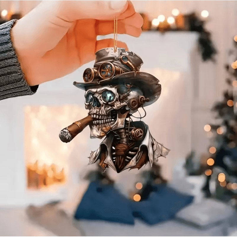 Personalized Acrylic Halloween Car Pendant Spooky Rearview Mirror Hanging Decor 1