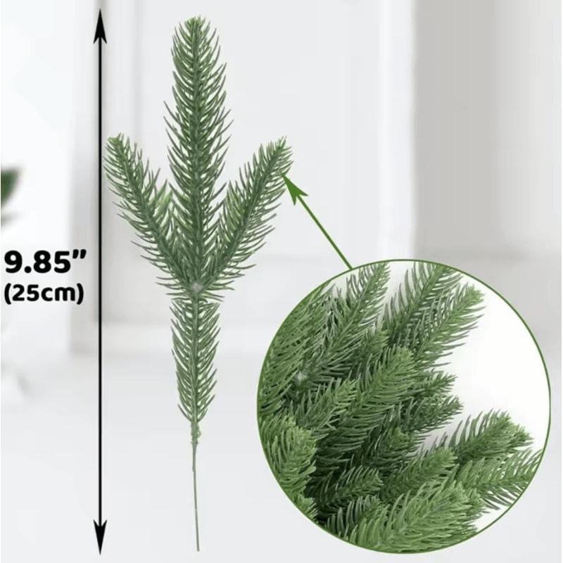 20PCS Artificial Pine Branches Realistic Fake Pine Stems For DIY Christmas Garland Decor 6