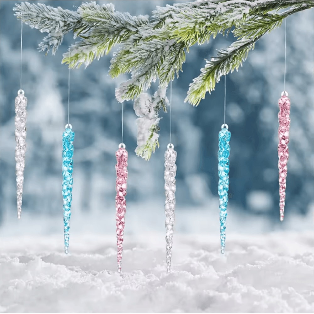 24PCS Acrylic Christmas Icicle Ornaments Realistic Hanging Tree Decorations For Winter Decor 3