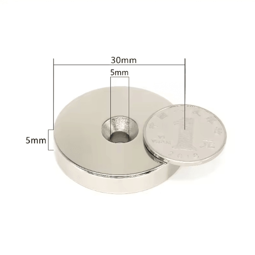 10PCS N52 Countersunk Neodymium Magnet Disc 30mm By 5mm With Screw Hole For HeavyDuty Mounting 3