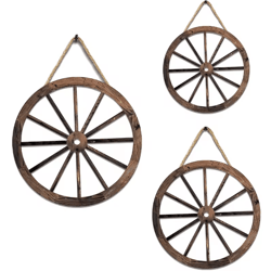 vintage rustic wooden wagon wheel wall decor – old western farmhouse hanging cartwheel