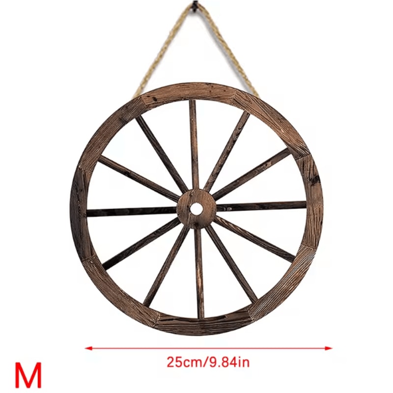Vintage Rustic Wooden Wagon Wheel Wall Decor Old Western Farmhouse Hanging Cartwheel 6