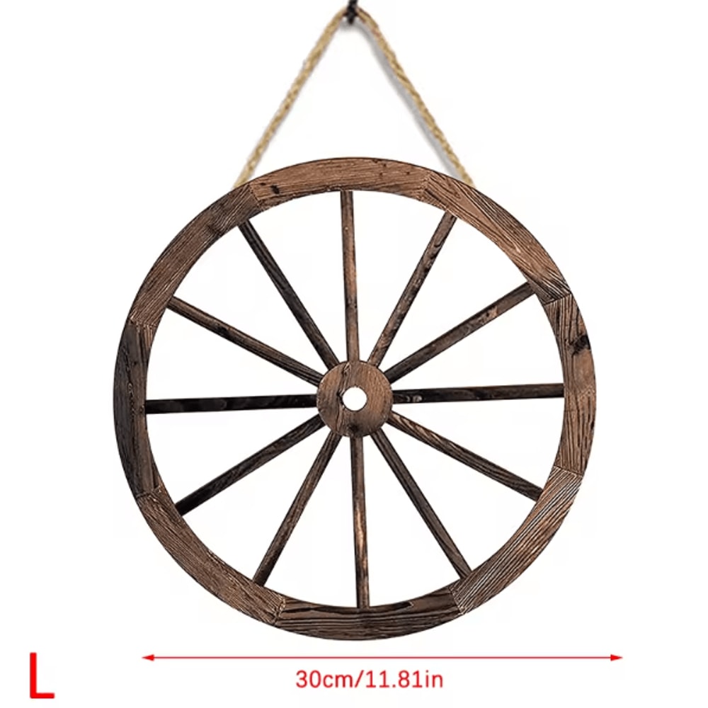 Vintage Rustic Wooden Wagon Wheel Wall Decor Old Western Farmhouse Hanging Cartwheel 7
