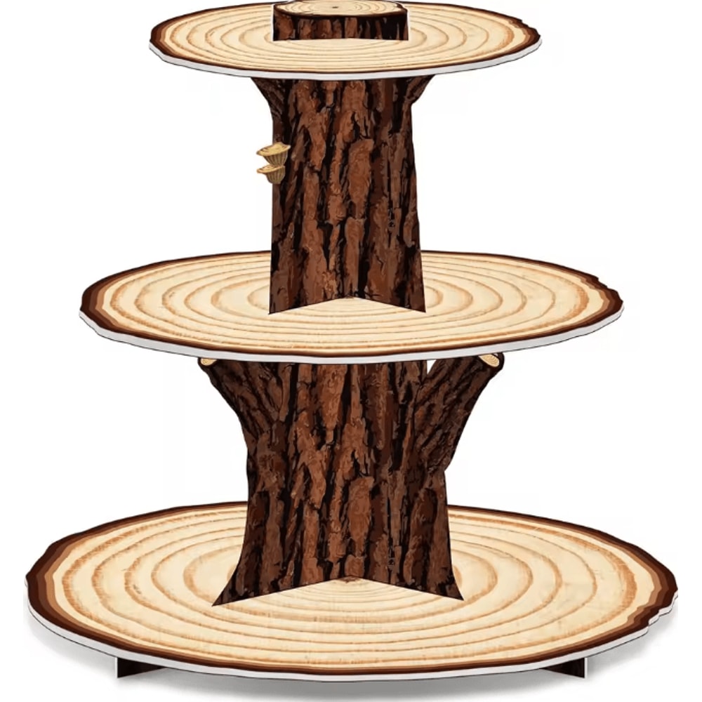 3Tier Wooden Cupcake Stand Rustic Farmhouse Dessert Display For Parties Baby Showers 0