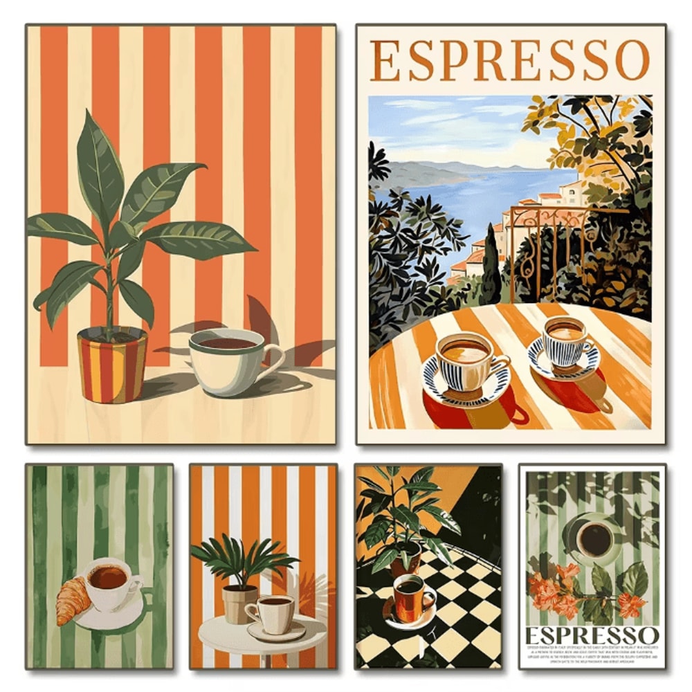 Retro Coffee Wall Art Print Minimalist Kitchen Poster For Coffee Lovers Cafe Decor 0