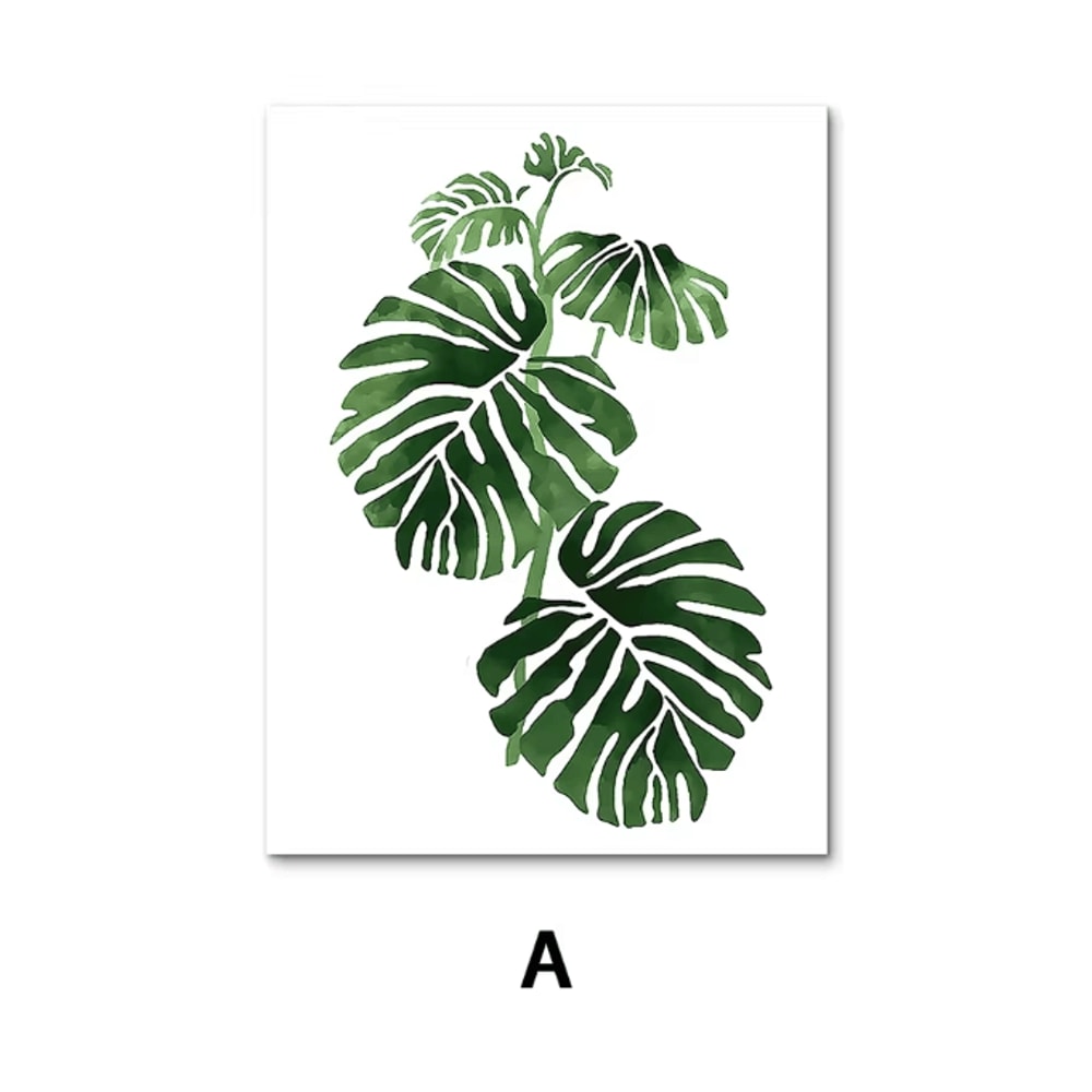 Nordic Green Botanical Canvas Wall Art Monstera Banana Leaf Minimalist Decor For Living Room Bed 5