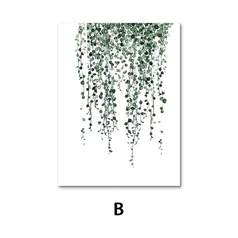 Nordic Green Botanical Canvas Wall Art Monstera Banana Leaf Minimalist Decor For Living Room Bed 6