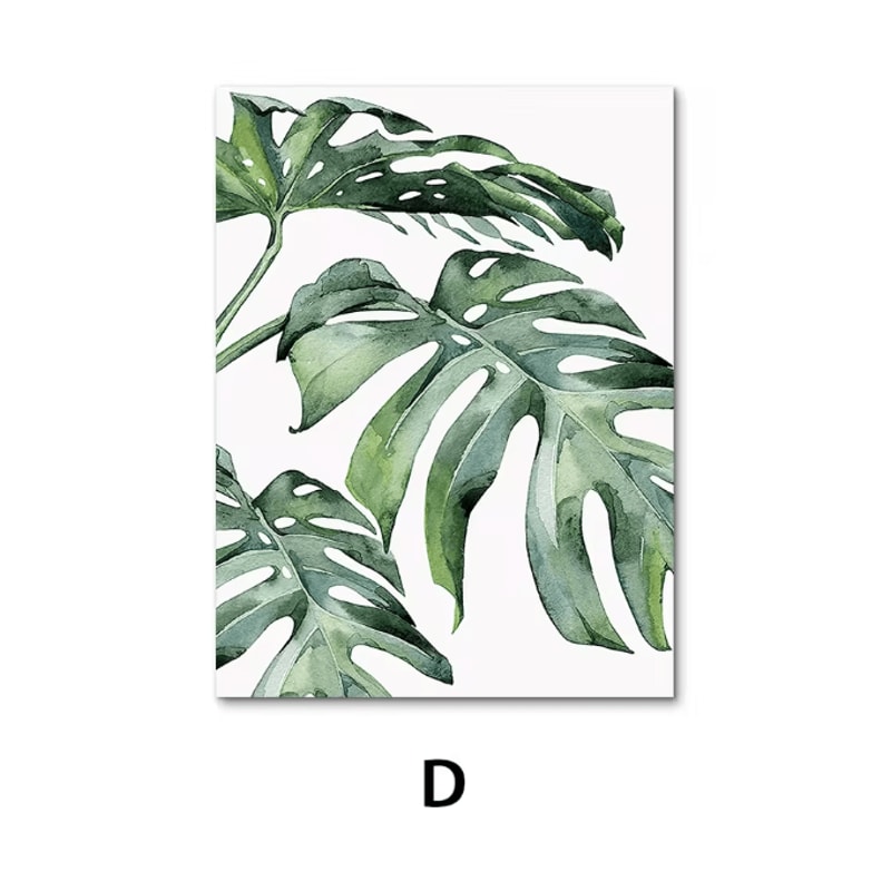 Nordic Green Botanical Canvas Wall Art Monstera Banana Leaf Minimalist Decor For Living Room Bed 8