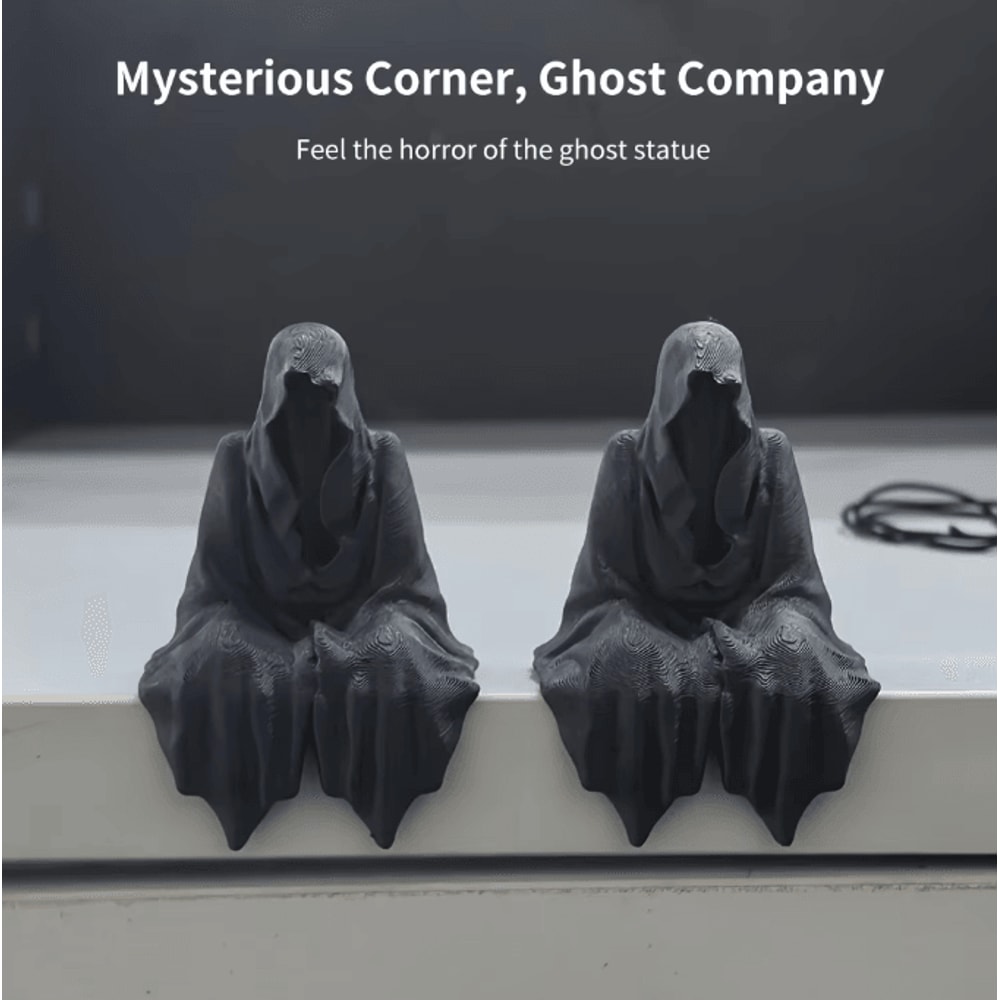 3D Printed Hooded Cloaked Statue Gothic Dark Aesthetic Figurine For Desk Shelf Decor 1