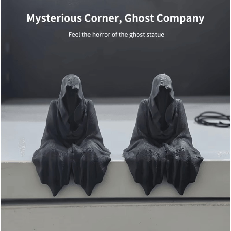 3D Printed Hooded Cloaked Statue Gothic Dark Aesthetic Figurine For Desk Shelf Decor 1