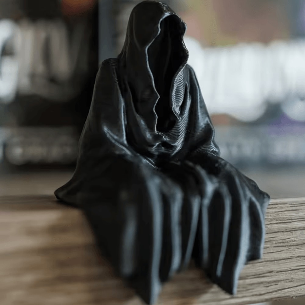 3D Printed Hooded Cloaked Statue Gothic Dark Aesthetic Figurine For Desk Shelf Decor 2