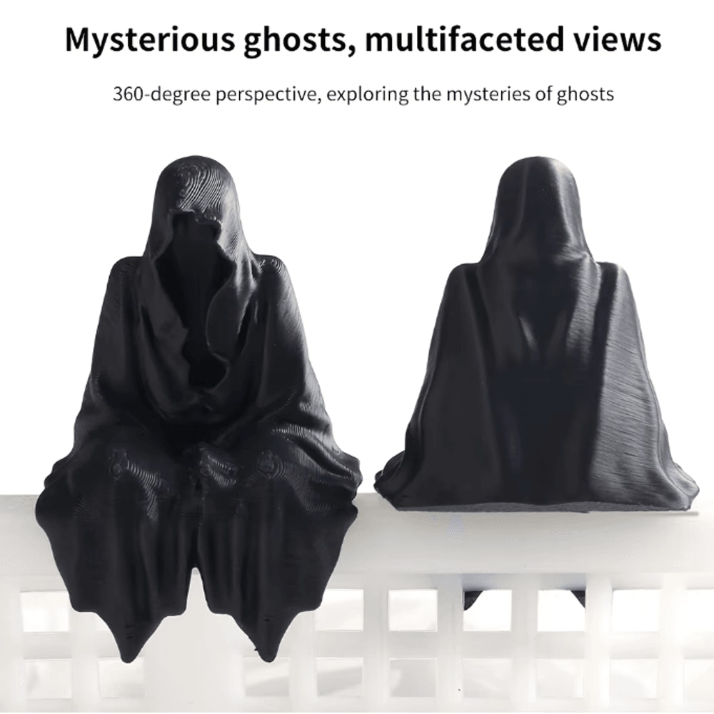 3D Printed Hooded Cloaked Statue Gothic Dark Aesthetic Figurine For Desk Shelf Decor 3