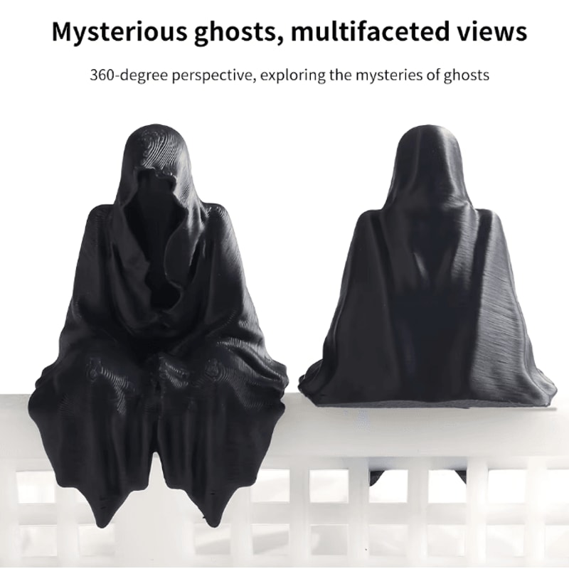 3D Printed Hooded Cloaked Statue Gothic Dark Aesthetic Figurine For Desk Shelf Decor 3