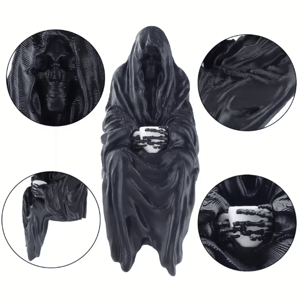 3D Printed Hooded Cloaked Statue Gothic Dark Aesthetic Figurine For Desk Shelf Decor 4
