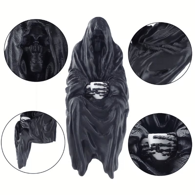 3D Printed Hooded Cloaked Statue Gothic Dark Aesthetic Figurine For Desk Shelf Decor 4