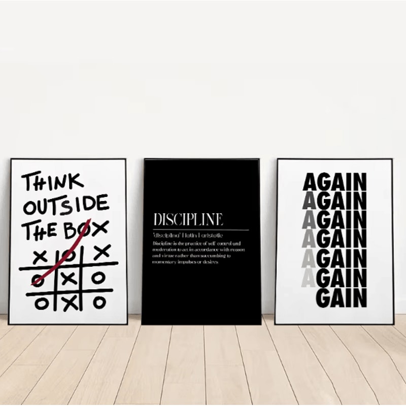 Motivational Discipline Quotes Canvas Wall Art Modern Inspirational Poster For Home Office Decor 0