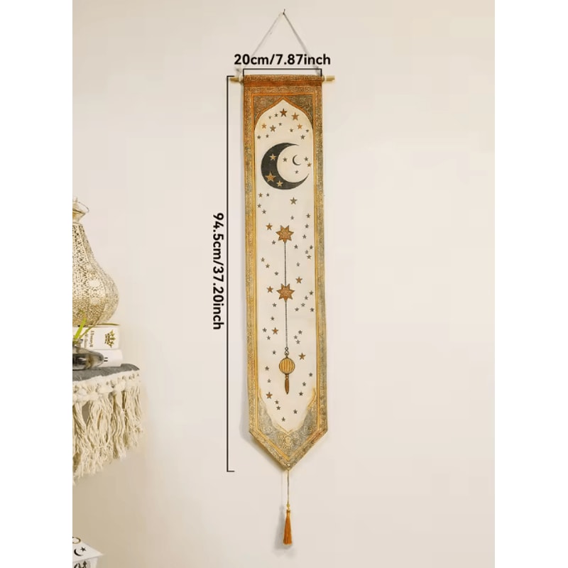 Islamic Ramadan Wall Banner Tapestry Moon Star Lantern Eid Mubarak Decor For Home Party 5