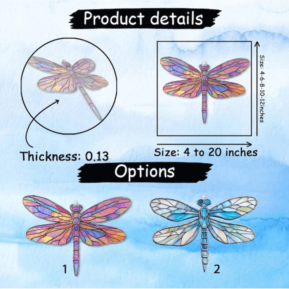 Colorful Acrylic Dragonfly Suncatcher Hanging Window Pendant For Home Garden Decor 3