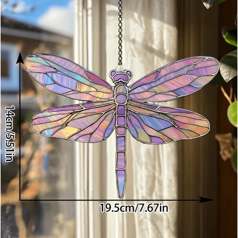 Colorful Acrylic Dragonfly Suncatcher Hanging Window Pendant For Home Garden Decor 6