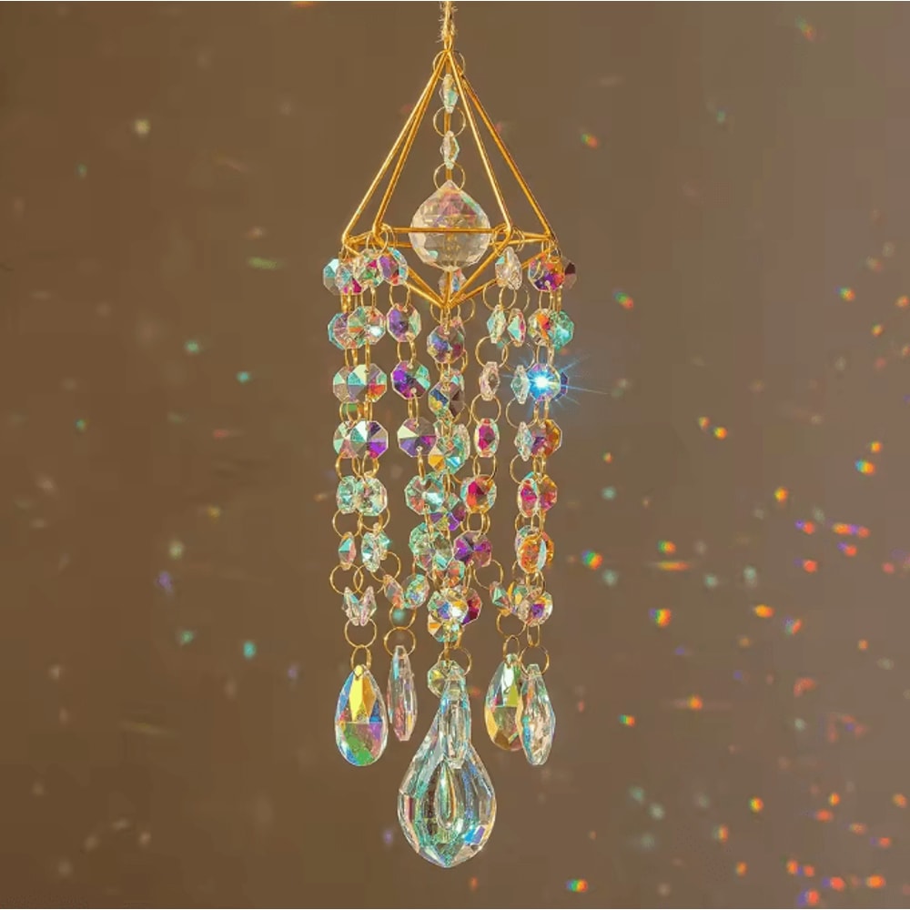Crystal Suncatcher Wind Chime Rainbow Maker Hanging Decor For Window Garden 0