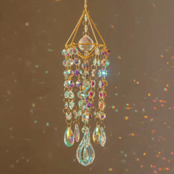 crystal suncatcher wind chime – rainbow maker hanging decor for window & garden