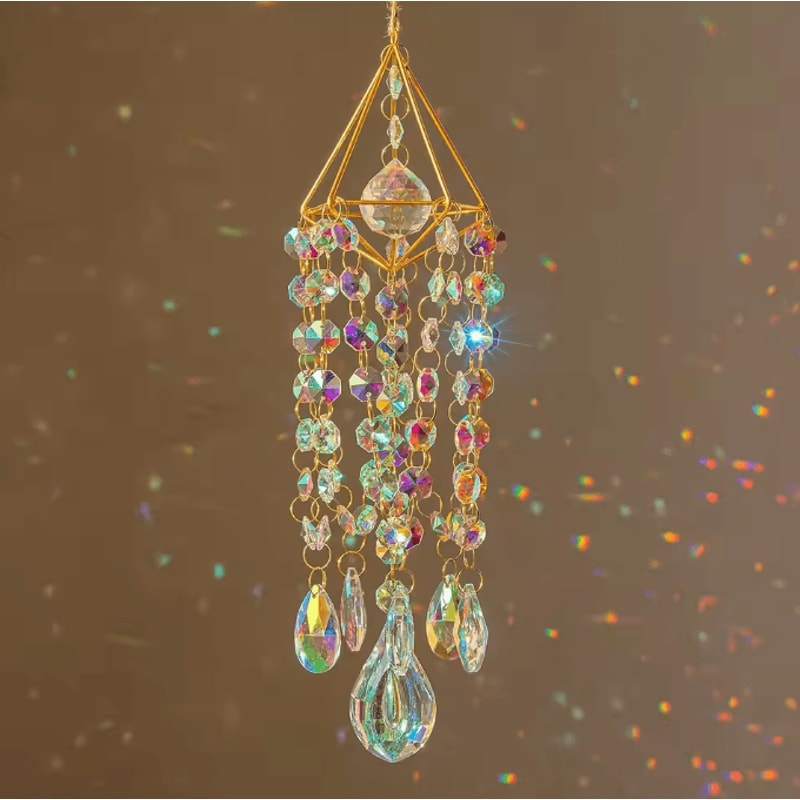 Crystal Suncatcher Wind Chime Rainbow Maker Hanging Decor For Window Garden 0