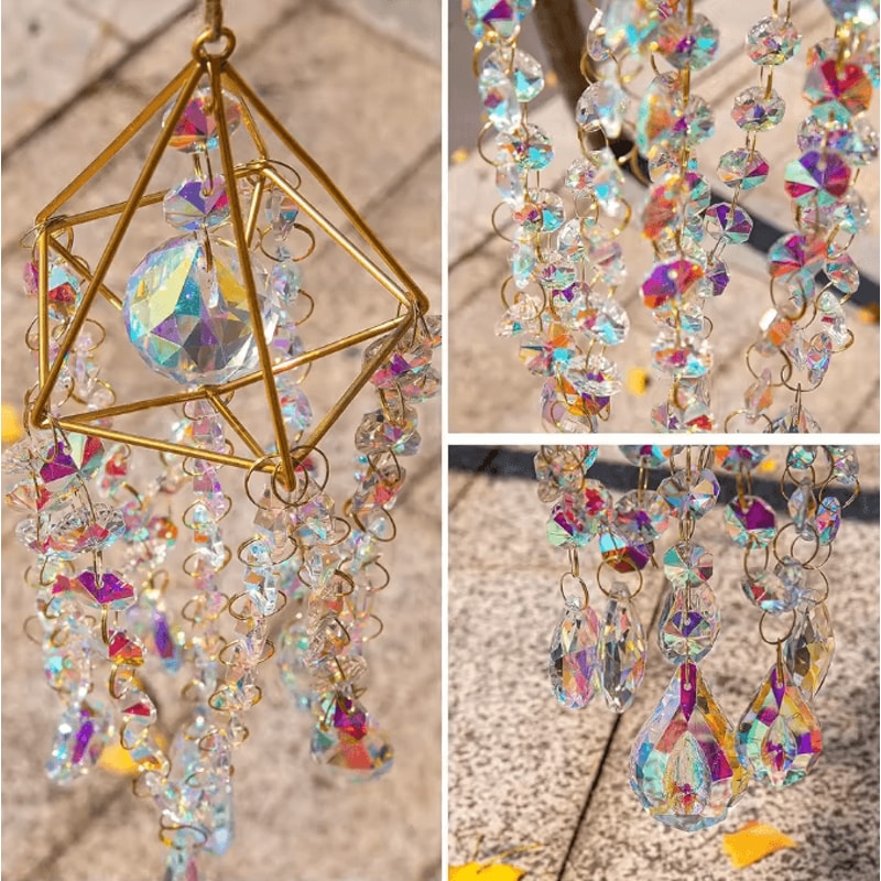 Crystal Suncatcher Wind Chime Rainbow Maker Hanging Decor For Window Garden 2