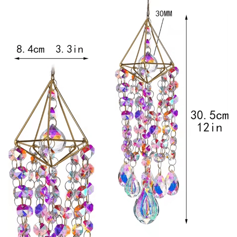 Crystal Suncatcher Wind Chime Rainbow Maker Hanging Decor For Window Garden 4