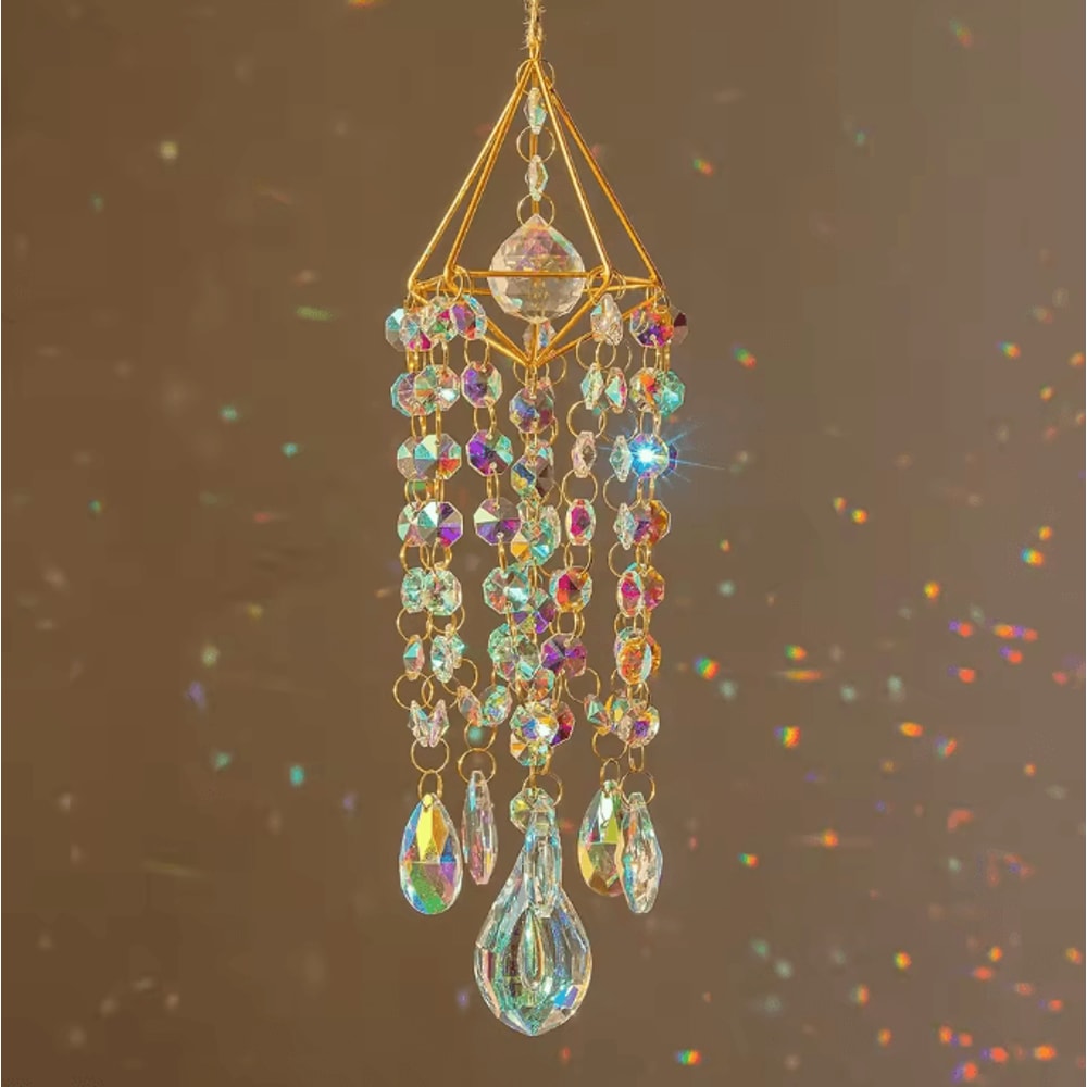 Crystal Suncatcher Wind Chime Rainbow Maker Hanging Decor For Window Garden 6