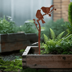 rusty metal bird garden stake – nature-inspired outdoor yard art for lawn & garden decor