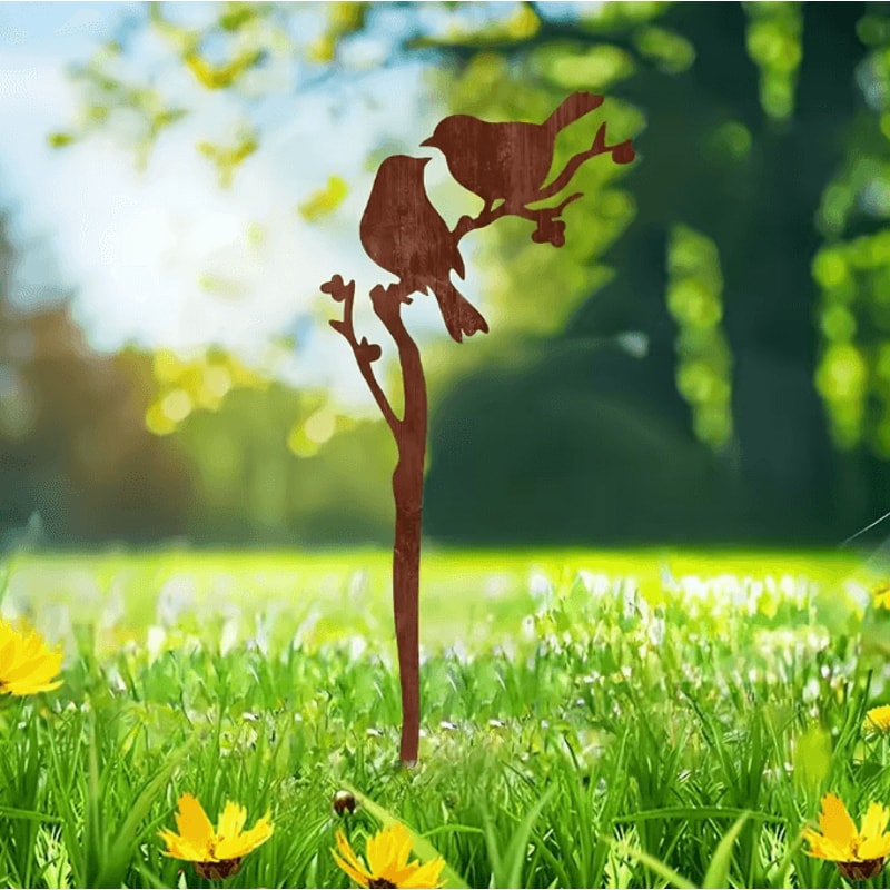 Rusty Metal Bird Garden Stake NatureInspired Outdoor Yard Art For Lawn Garden Decor 2