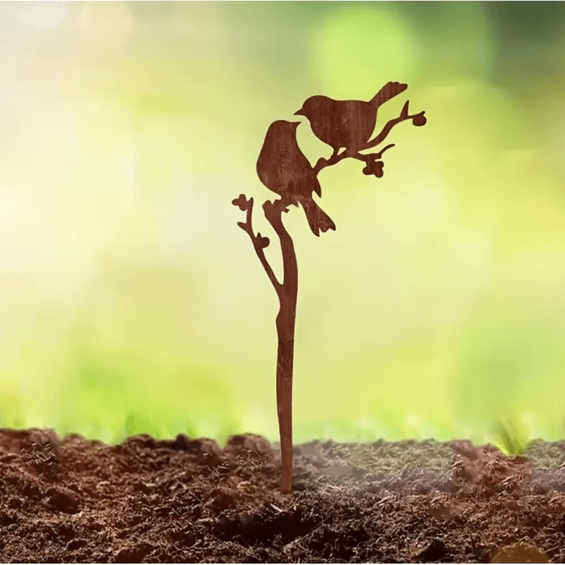 Rusty Metal Bird Garden Stake NatureInspired Outdoor Yard Art For Lawn Garden Decor 3