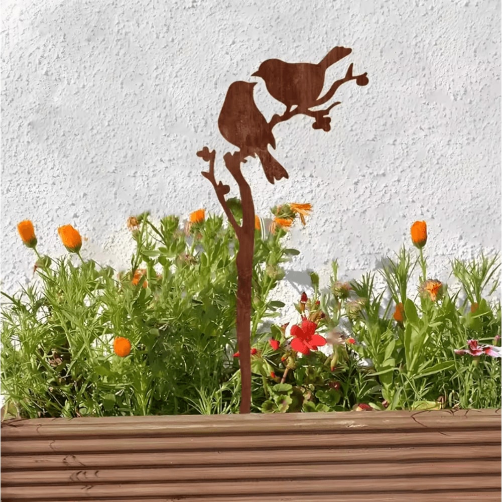 Rusty Metal Bird Garden Stake NatureInspired Outdoor Yard Art For Lawn Garden Decor 4