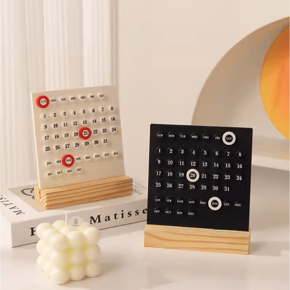 Modern Minimalist Perpetual Desk Calendar Creative Plastic Desktop Decor For Home Office 0