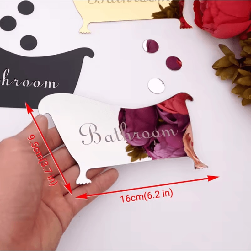 Acrylic Mirror Bathroom Sign Stickers Modern Male Female Restroom Wall Decor 5
