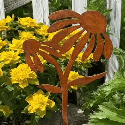 rustic metal rabbit garden stake – adorable bunny silhouette outdoor yard art for farmhouse decor