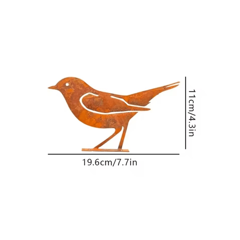 Rusty Metal Bird Silhouette Garden Stake Rustic Outdoor Yard Art For Farmhouse Patio Garden 7