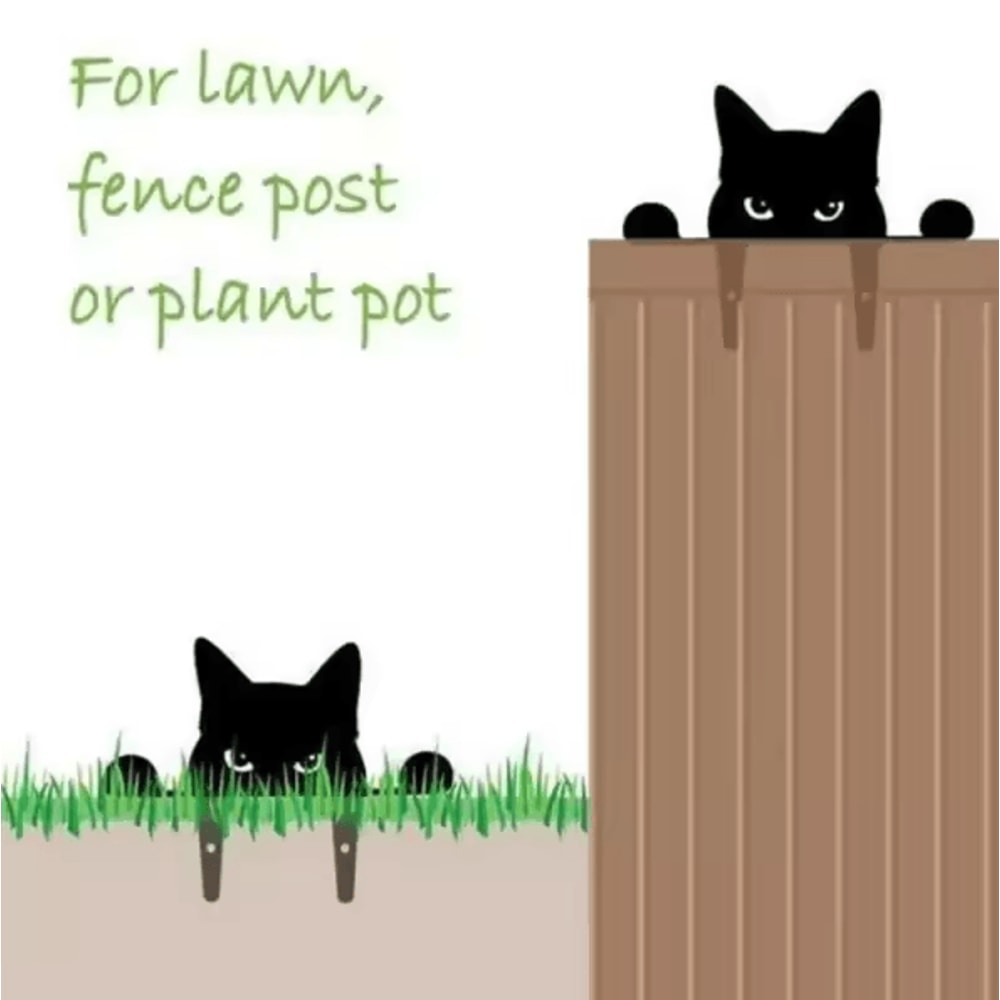 Black Metal Peeping Cat Garden Stake Whimsical Silhouette Yard Decor 3
