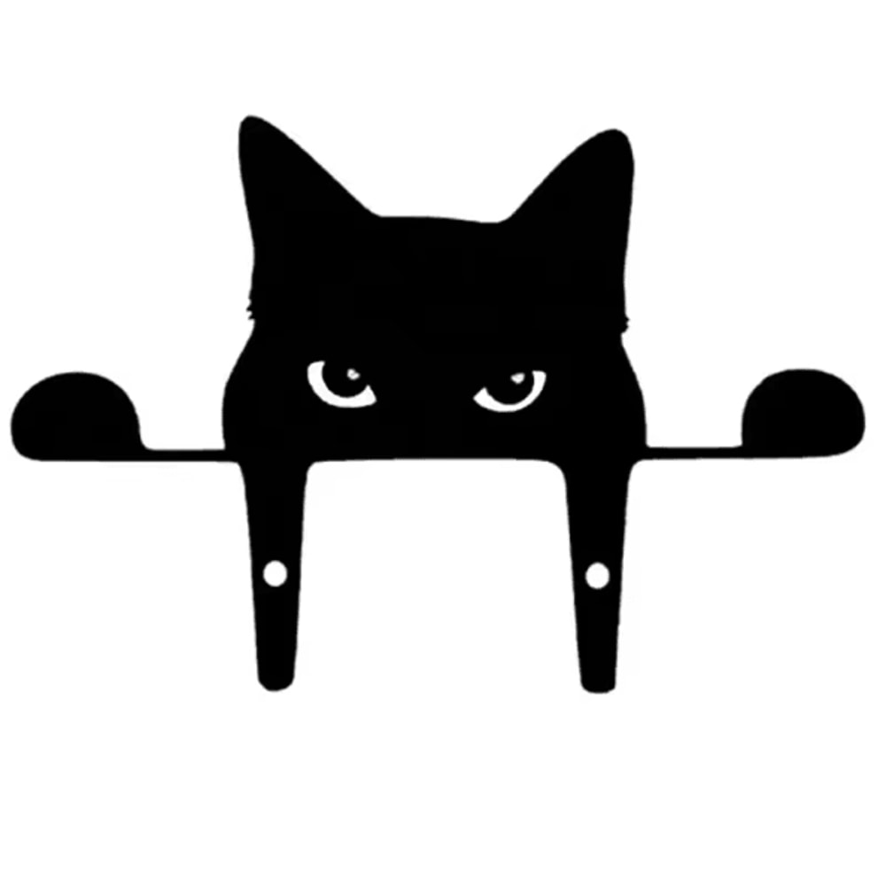 Black Metal Peeping Cat Garden Stake Whimsical Silhouette Yard Decor 7