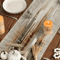 Modern Abstract Striped Linen Table Runner Minimalist Neutral Dining Decor 3