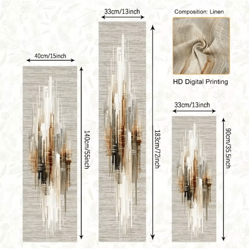 Modern Abstract Striped Linen Table Runner Minimalist Neutral Dining Decor 4