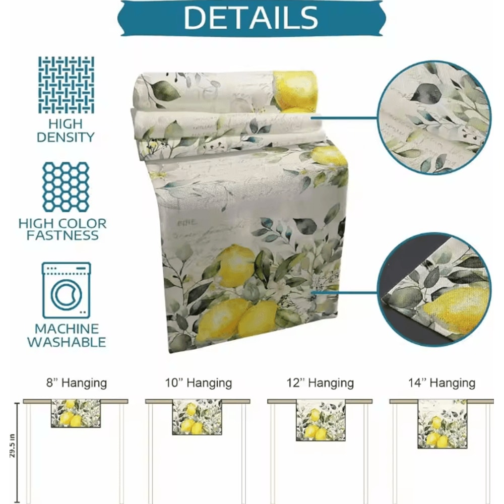 Green Eucalyptus Lemon Linen Table Runner Botanical Dining Seasonal Decor 5