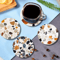 6Piece Wooden Coaster Set Stone Pattern Insulated Drink Mats 0
