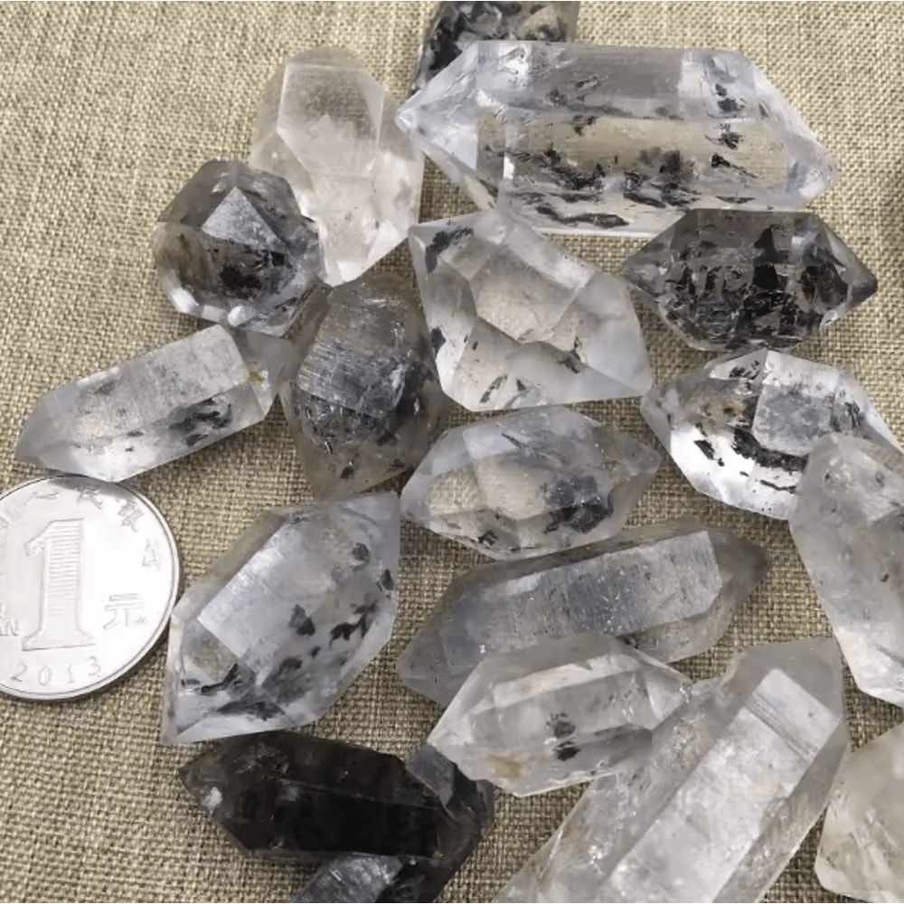 Herkimer Diamond Energy Guardian Black Crystal Raw Mineral Reiki Decor Stone 0