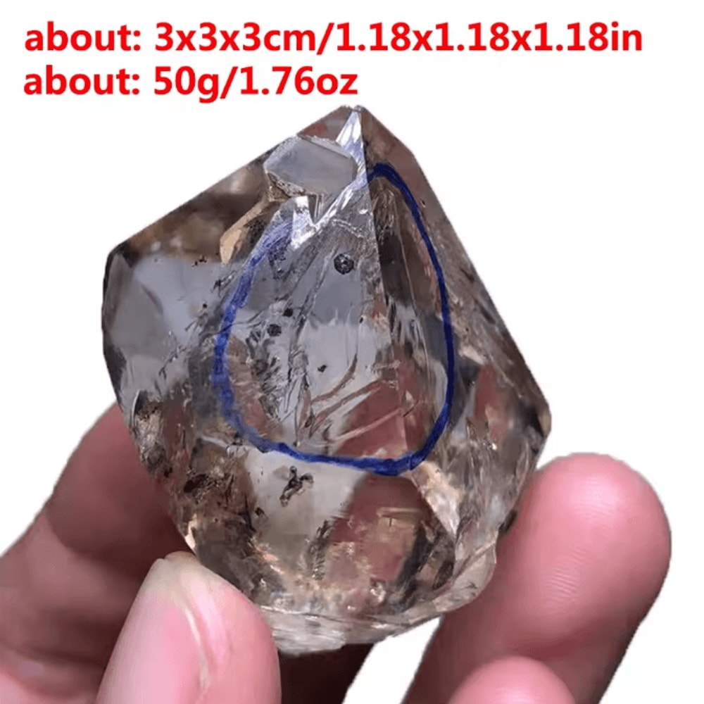 Herkimer Diamond Energy Guardian Black Crystal Raw Mineral Reiki Decor Stone 5