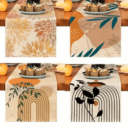 boho table runnerboho plant linen table runner – 13 by 72 inch farmhouse dining decor