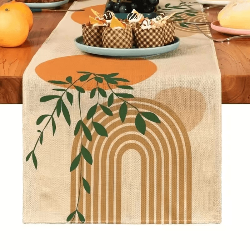Boho Table RunnerBoho Plant Linen Table Runner 13 By 72 Inch Farmhouse Dining Decor 3