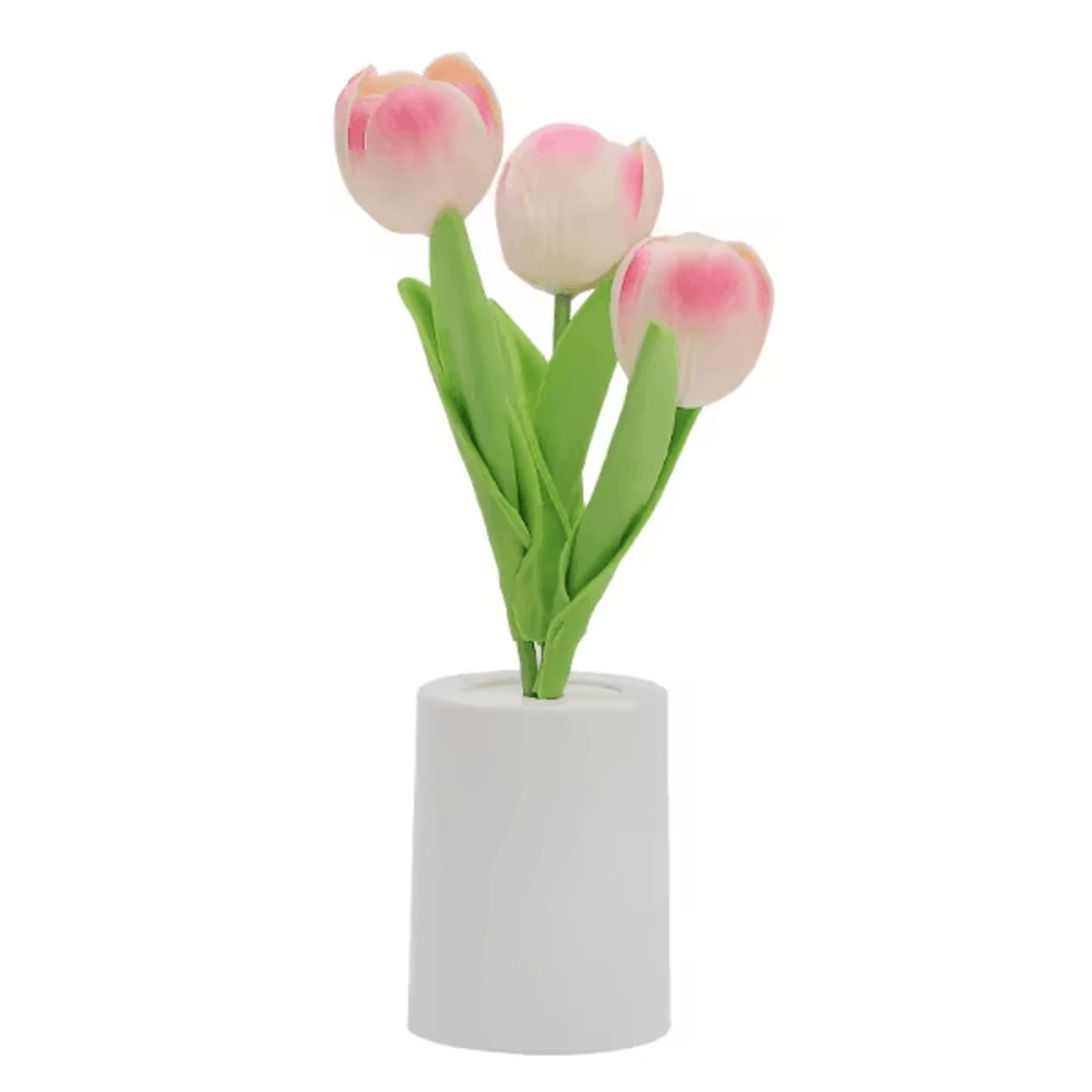 Rechargeable Tulip LED Table Lamp 3 Color Dimmable Romantic Flower Night Light 3