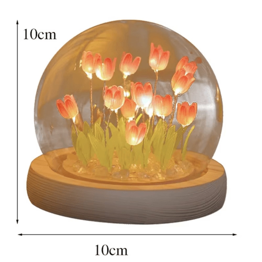 Handmade DIY Tulip Flower Night Light Romantic LED Bedside Table Lamp 4