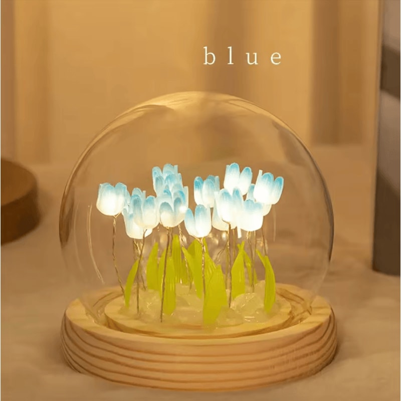Handmade DIY Tulip Flower Night Light Romantic LED Bedside Table Lamp 6